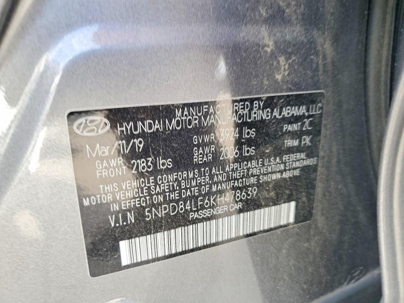 Aukcja sprzedaży 2019 Hyundai Elantra, vin: 5NPD84LF6KH478639, numer aukcji: 57697826