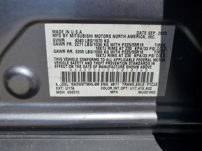 Продажа на аукционе авто 2014 Mitsubishi Outlander Sport, vin: 4A4AP3AU8EE010748, номер лота: 55821476