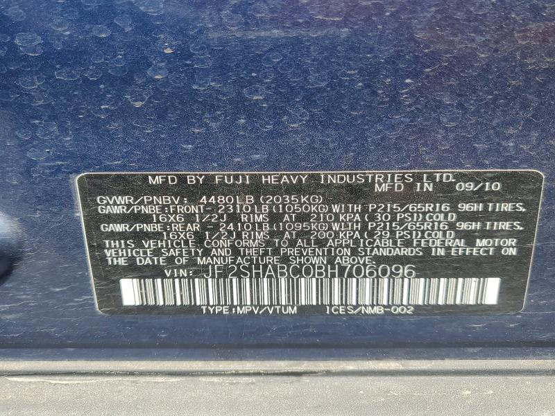 Aukcja sprzedaży 2011 Subaru Forester, vin: JF2SHABC0BH706096, numer aukcji: 56830036