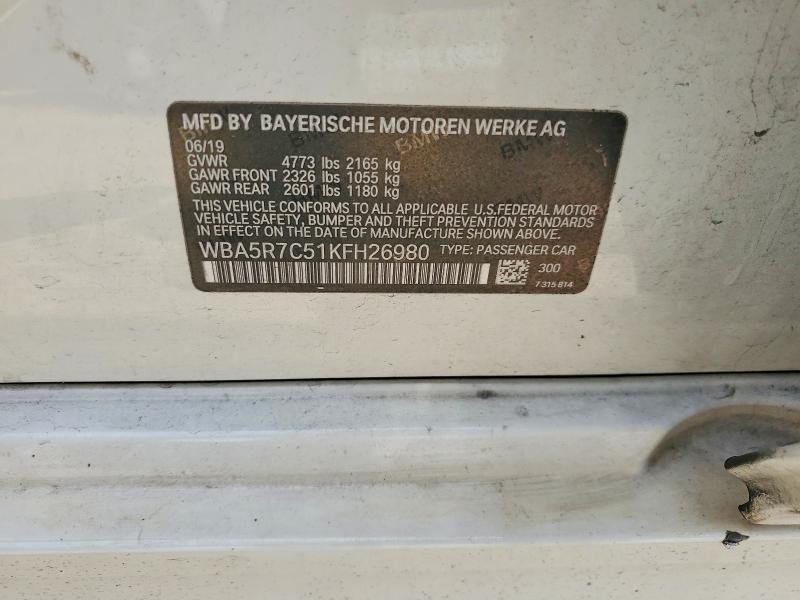 Aukcja sprzedaży 2019 Bmw 330xi, vin: WBA5R7C51KFH26980, numer aukcji: 56956496