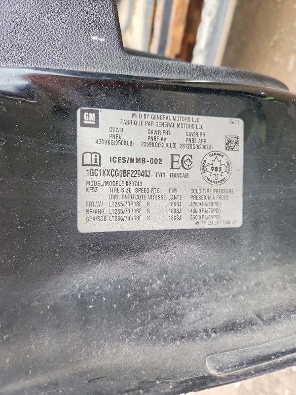 56025406 :رقم المزاد ، 1GC1KXCG0BF229407 vin ، 2011 Chevrolet Silverado مزاد بيع