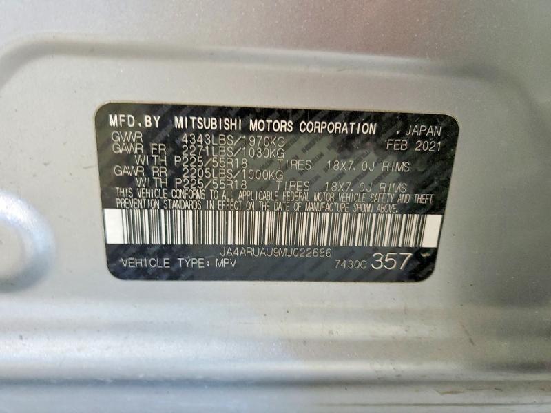 56137026 :رقم المزاد ، JA4ARUAU9MU022686 vin ، 2021 Mitsubishi Outlander Sport مزاد بيع