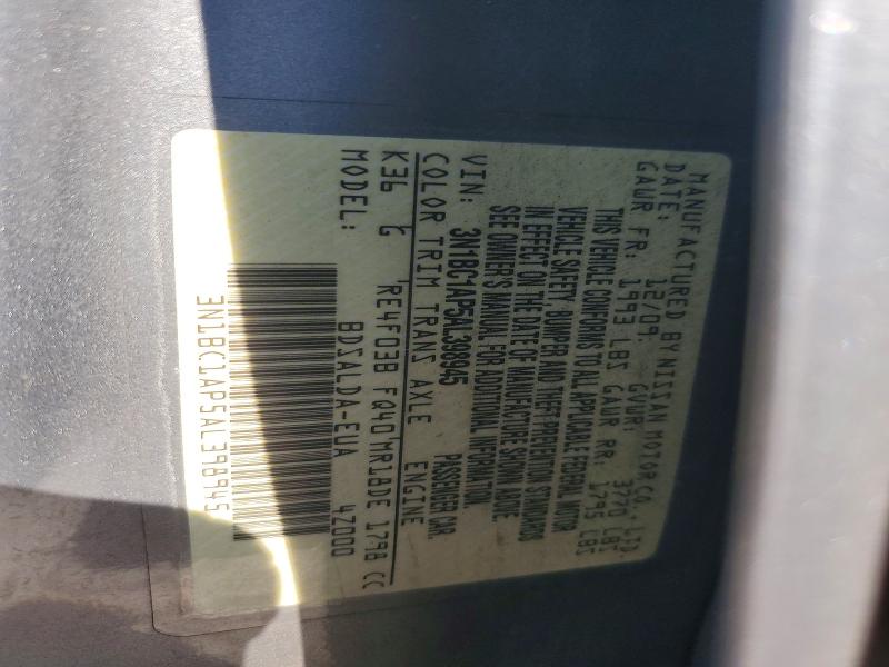 Продажа на аукционе авто 2010 Nissan Versa, vin: 3N1BC1AP5AL398945, номер лота: 55627046