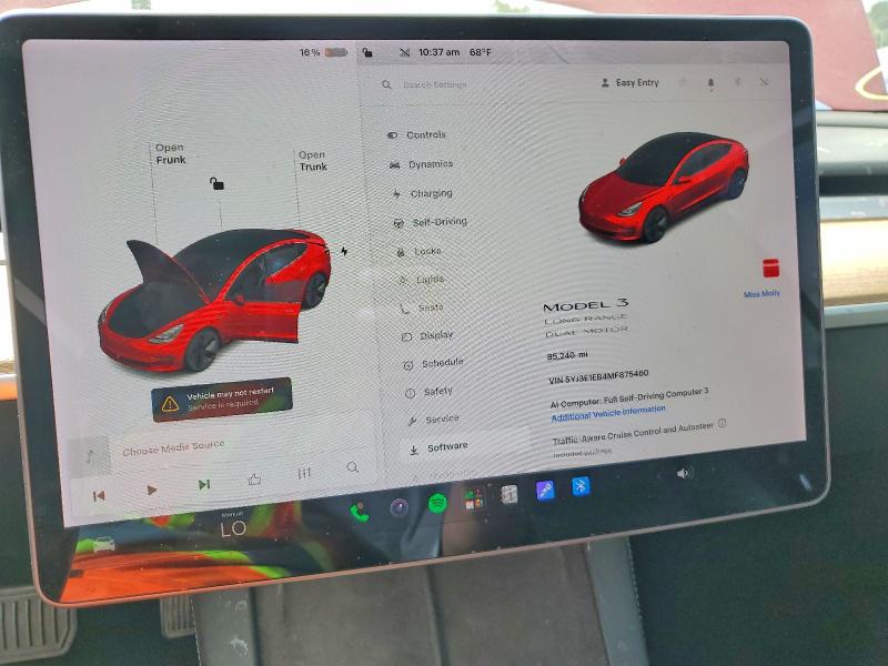 2021 Tesla Model 3 მანქანა იყიდება აუქციონზე, vin: 5YJ3E1EB4MF875460, აუქციონის ნომერი: 55921536