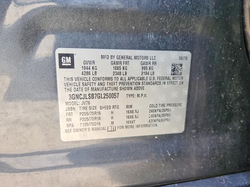 Продаж на аукціоні авто 2016 Chevrolet Trax, vin: 3GNCJLSB7GL250057, номер лоту: 55682036