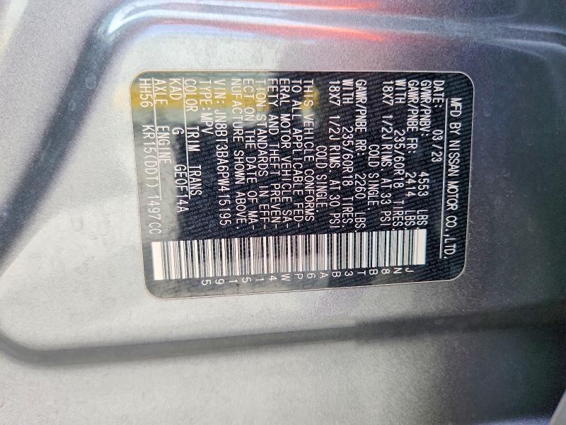 2023 Nissan Rogue მანქანა იყიდება აუქციონზე, vin: JN8BT3BA6PW415195, აუქციონის ნომერი: 56750896