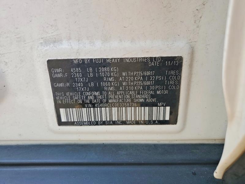2014 Subaru Outback მანქანა იყიდება აუქციონზე, vin: 4S4BRCLC0E3258736, აუქციონის ნომერი: 57272716