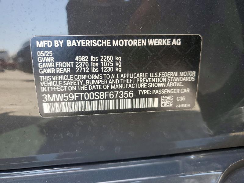 Продаж на аукціоні авто 2025 Bmw M340i, vin: 3MW59FT00S8F67356, номер лоту: 55287596