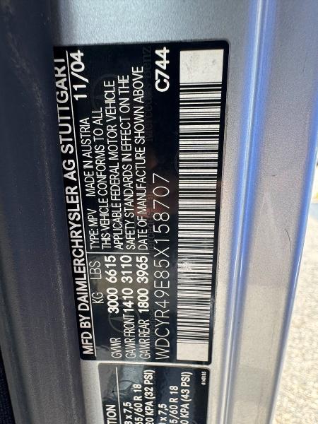 58086616 :رقم المزاد ، WDCYR49E85X158707 vin ، 2005 Mercedes-benz G مزاد بيع