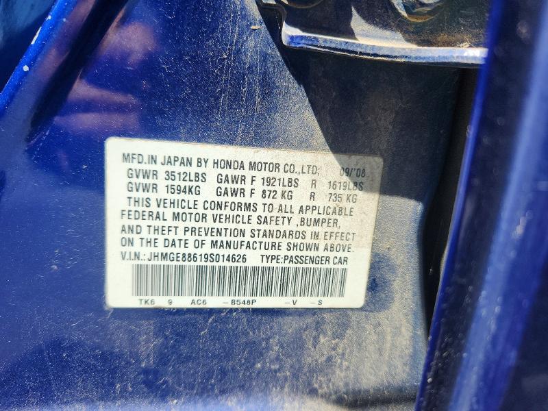 57466516 :رقم المزاد ، JHMGE88619S014626 vin ، 2009 Honda Fit مزاد بيع