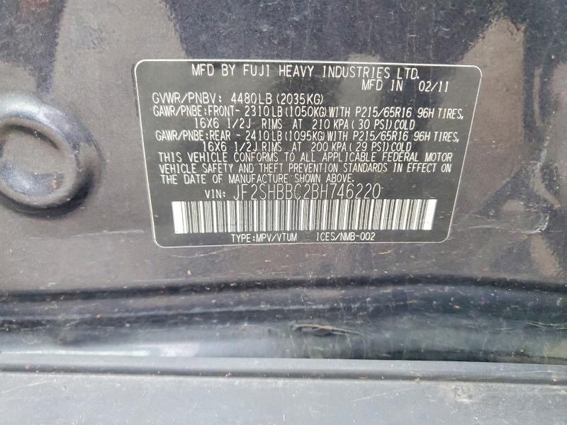 Продажа на аукционе авто 2011 Subaru Forester, vin: JF2SHBBC2BH746220, номер лота: 57125856