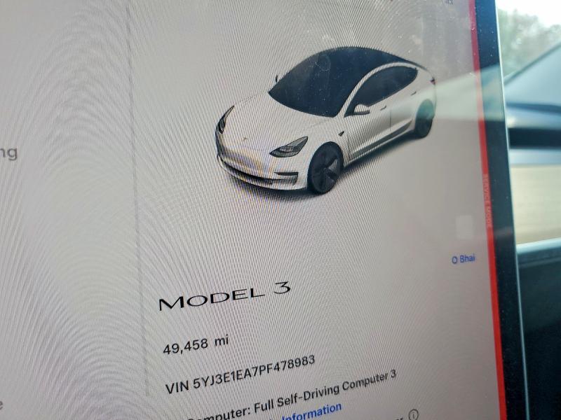 Продаж на аукціоні авто 2023 Tesla Model 3, vin: 5YJ3E1EA7PF478983, номер лоту: 58595646