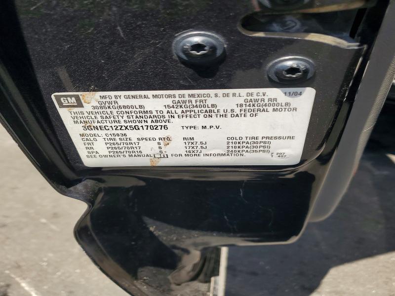 54901916 :رقم المزاد ، 3GNEC12ZX5G170276 vin ، 2005 Chevrolet Avalanche مزاد بيع