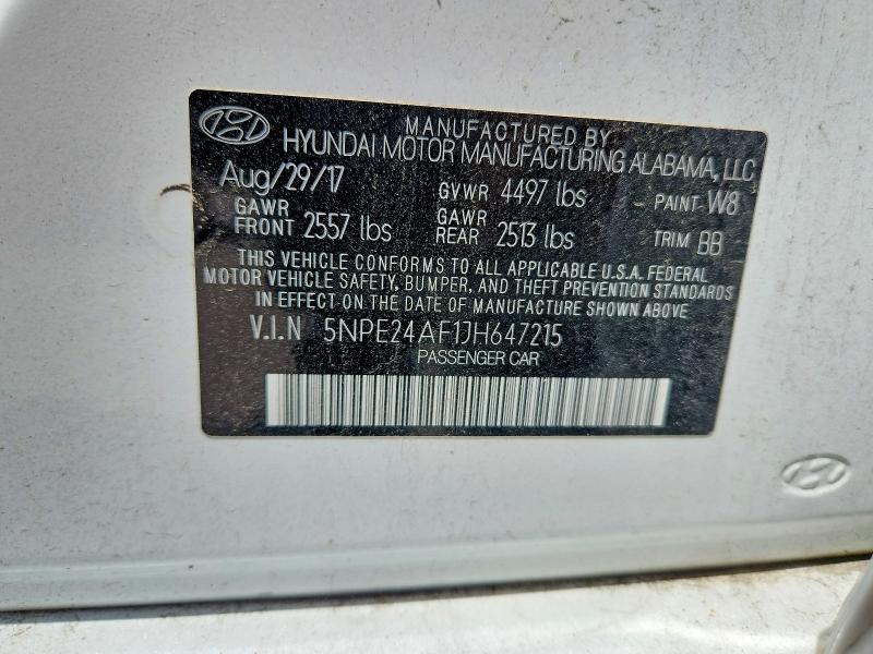 58889836 :رقم المزاد ، 5NPE24AF1JH647215 vin ، 2018 Hyundai Sonata مزاد بيع