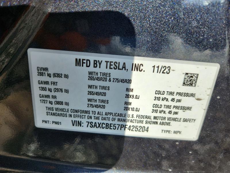 Продажа на аукционе авто 2023 Tesla Model X, vin: 7SAXCBE57PF425204, номер лота: 57340126