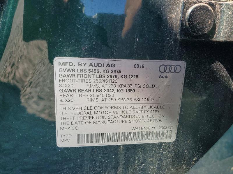 Продаж на аукціоні авто 2020 Audi Q5, vin: WA1BNAFY8L2008721, номер лоту: 57509896