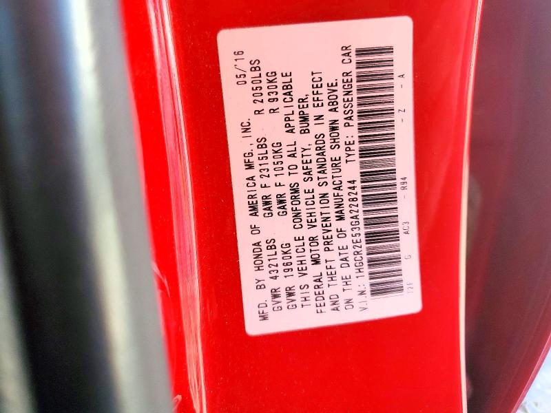 85603235 :رقم المزاد ، 1HGCR2E53GA228244 vin ، 2016 Honda Accord مزاد بيع