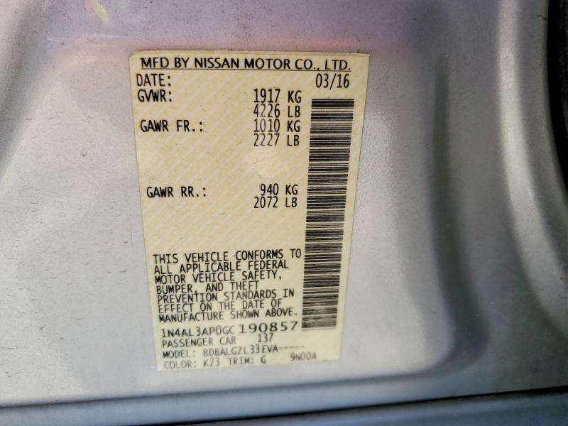 Aukcja sprzedaży 2016 Nissan Altima, vin: 1N4AL3AP0GC190857, numer aukcji: 54338446