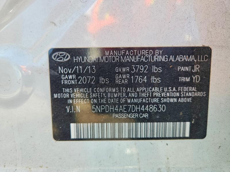 56073236 :رقم المزاد ، 5NPDH4AE7DH448630 vin ، 2013 Hyundai Elantra مزاد بيع