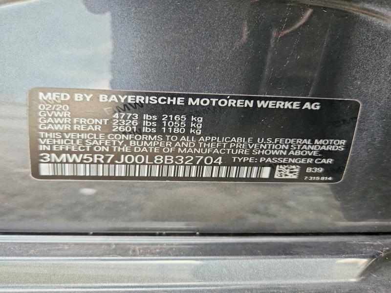 Продажа на аукционе авто 2020 Bmw 330xi, vin: 3MW5R7J00L8B32704, номер лота: 57746516