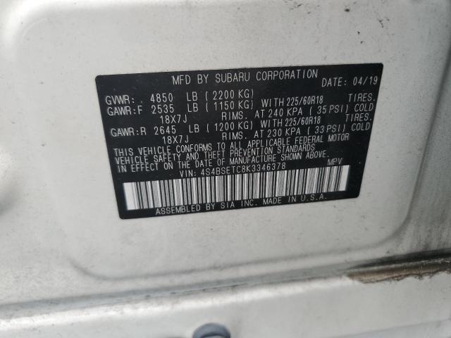 Aukcja sprzedaży 2019 Subaru Outback, vin: 4S4BSETC8K3346378, numer aukcji: 58496316