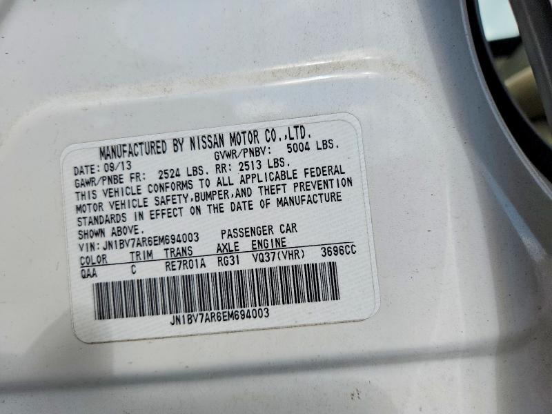 2014 Infiniti Q50 მანქანა იყიდება აუქციონზე, vin: JN1BV7AR6EM694003, აუქციონის ნომერი: 56847876