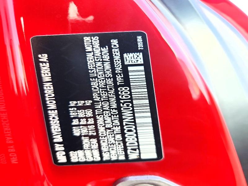 55843286 :رقم المزاد ، WZ1DB0C07NW051668 vin ، 2022 Toyota Gr Supra مزاد بيع