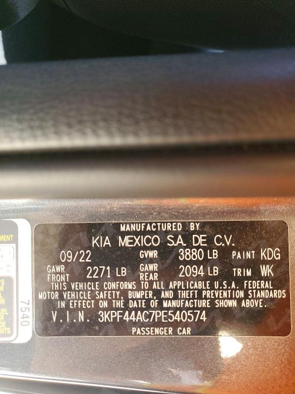 Продажа на аукционе авто 2023 Kia Forte, vin: 3KPF44AC7PE540574, номер лота: 58587776