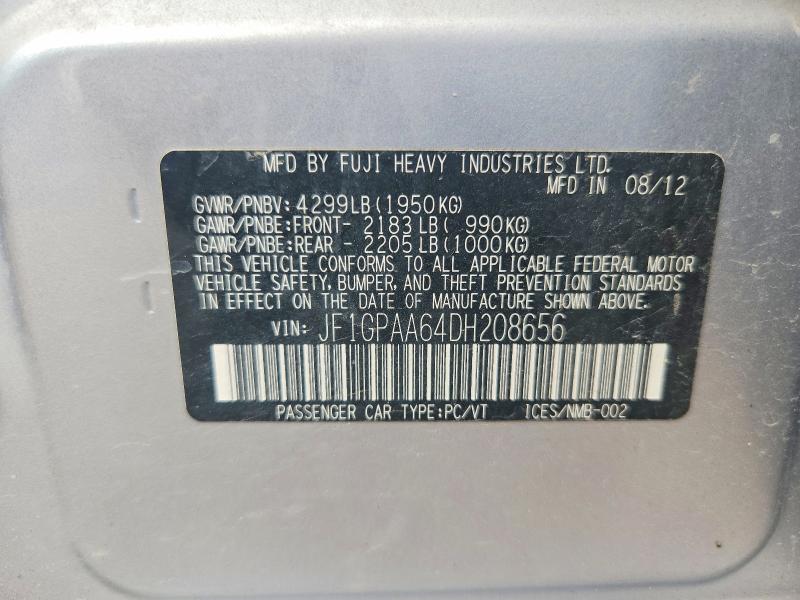 Продажа на аукционе авто 2013 Subaru Impreza, vin: JF1GPAA64DH208656, номер лота: 56679296