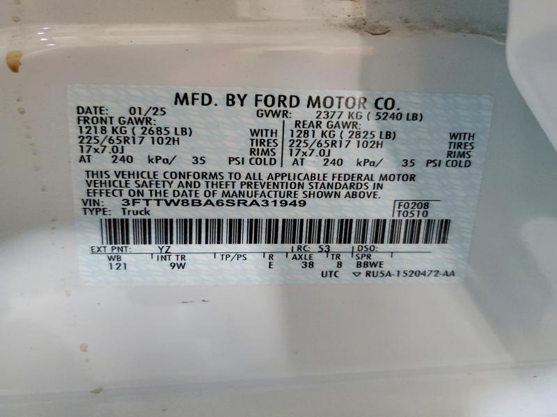 Продажа на аукционе авто 2025 Ford Maverick, vin: 3FTTW8BA6SRA31949, номер лота: 57425506