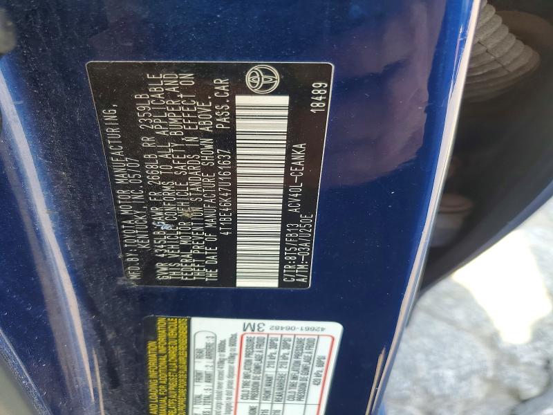 56947716 :رقم المزاد ، 4T1BE46K47U161637 vin ، 2007 Toyota Camry مزاد بيع