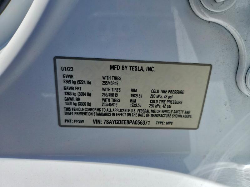 57968896 :رقم المزاد ، 7SAYGDEE8PA056371 vin ، 2023 Tesla Model Y مزاد بيع