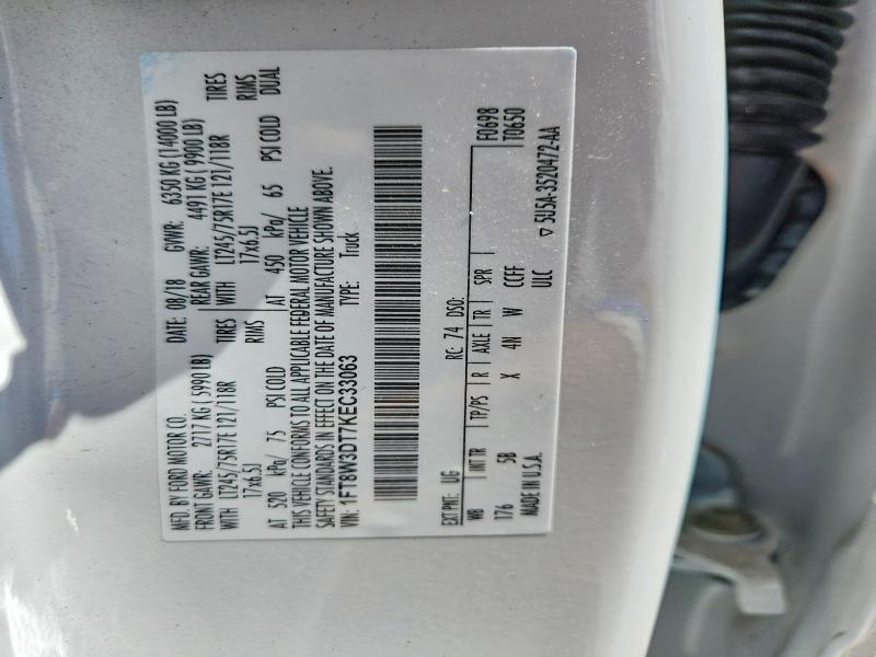 Auction sale of the 2019 Ford F350, vin: 1FT8W3DT7KEC33063, lot number: 57154536