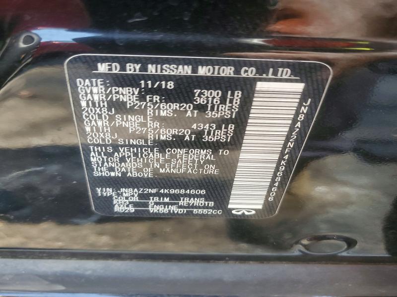 Auction sale of the 2019 Infiniti Qx80, vin: JN8AZ2NF4K9684606, lot number: 59015626