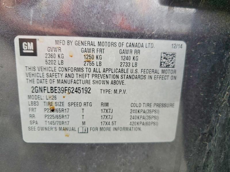 Продажа на аукционе авто 2015 Chevrolet Equinox, vin: 2GNFLBE39F6245192, номер лота: 58072596