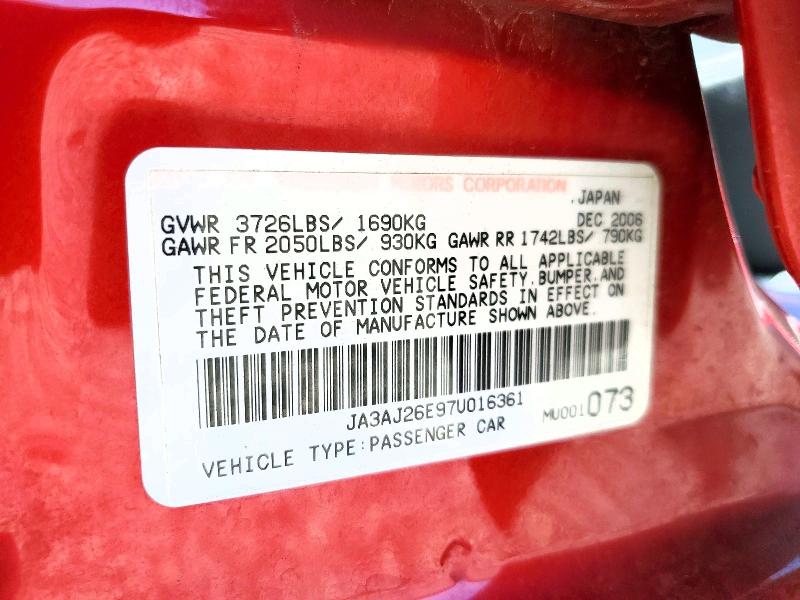 Aukcja sprzedaży 2007 Mitsubishi Lancer, vin: JA3AJ26E97U016361, numer aukcji: 56804166