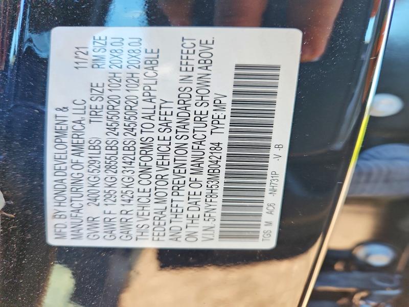 Продажа на аукционе авто 2021 Honda Passport, vin: 5FNYF8H53MB042184, номер лота: 58631246