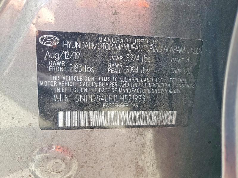 Auction sale of the 2020 Hyundai Elantra, vin: 5NPD84LF1LH521933, lot number: 57031356