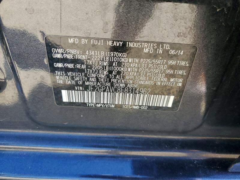 Продаж на аукціоні авто 2014 Subaru Xv Crosstrek, vin: JF2GPAVC8E8314962, номер лоту: 58226946