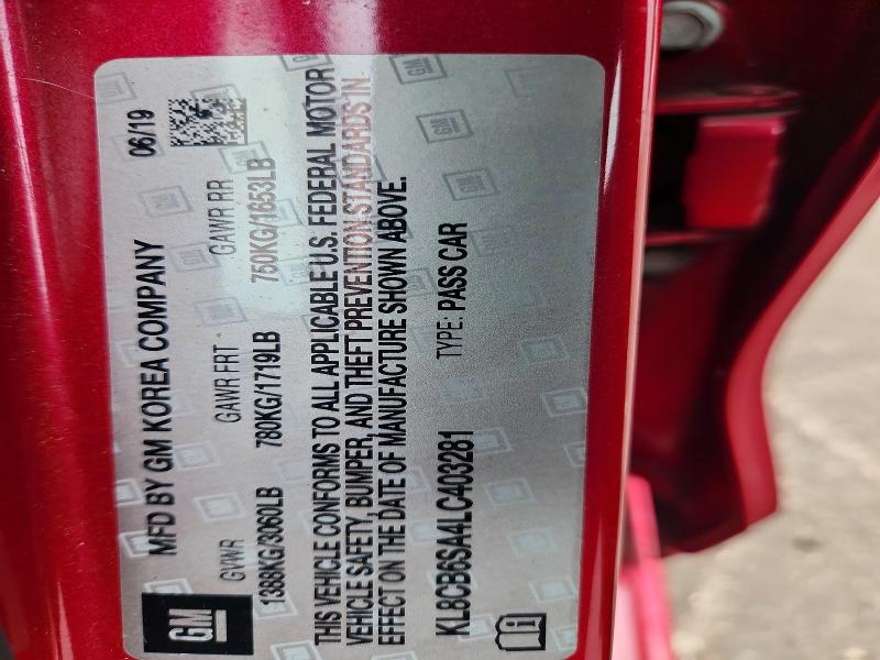 57396426 :رقم المزاد ، KL8CB6SA4LC403281 vin ، 2020 Chevrolet Spark مزاد بيع