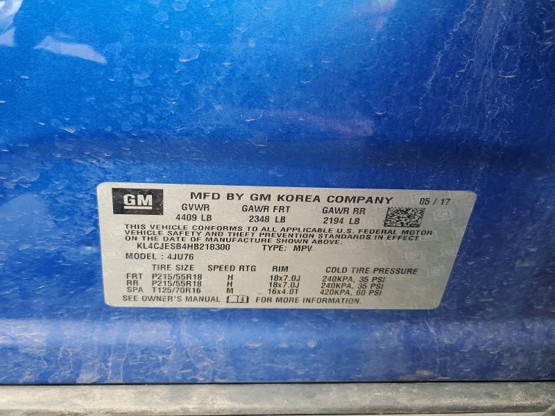 Aukcja sprzedaży 2017 Buick Encore, vin: KL4CJESB4HB218300, numer aukcji: 55838286