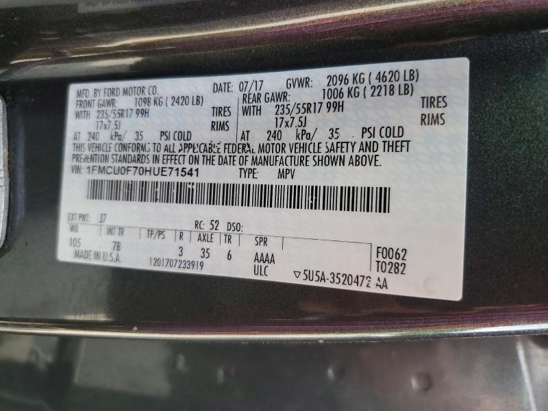56588766 :رقم المزاد ، 1FMCU0F70HUE71541 vin ، 2017 Ford Escape مزاد بيع