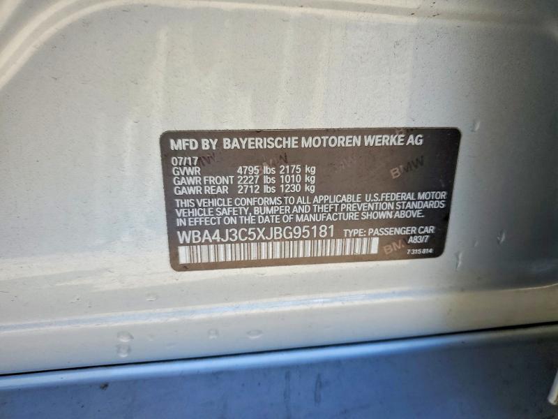 Aukcja sprzedaży 2018 Bmw 430xi, vin: WBA4J3C5XJBG95181, numer aukcji: 55591726