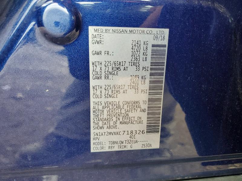 Aukcja sprzedaży 2019 Nissan Rogue, vin: 5N1AT2MVXKC718326, numer aukcji: 57784746