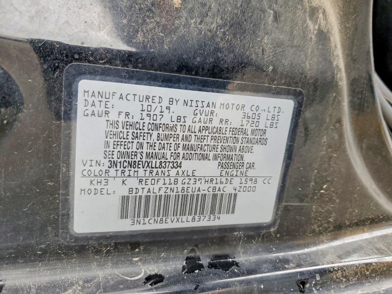 Aukcja sprzedaży 2020 Nissan Versa, vin: 3N1CN8EVXLL837334, numer aukcji: 56465856