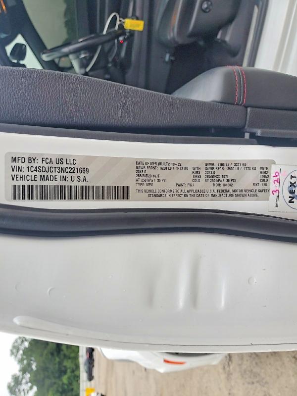 Aukcja sprzedaży 2022 Dodge Durango, vin: 1C4SDJCT3NC221669, numer aukcji: 55380506