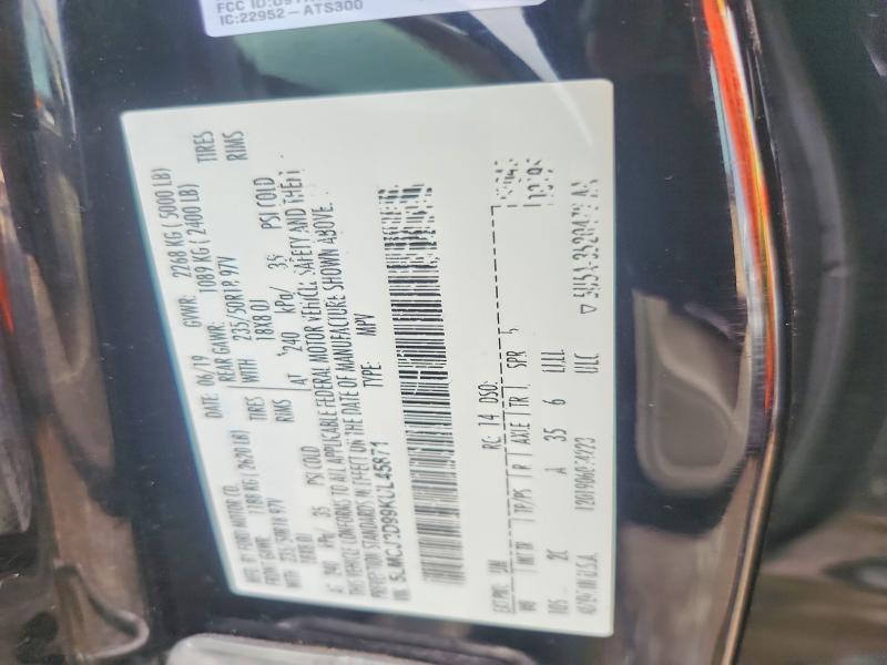 58362316 :رقم المزاد ، 5LMCJ2D99KUL45871 vin ، 2019 Lincoln Mkc مزاد بيع