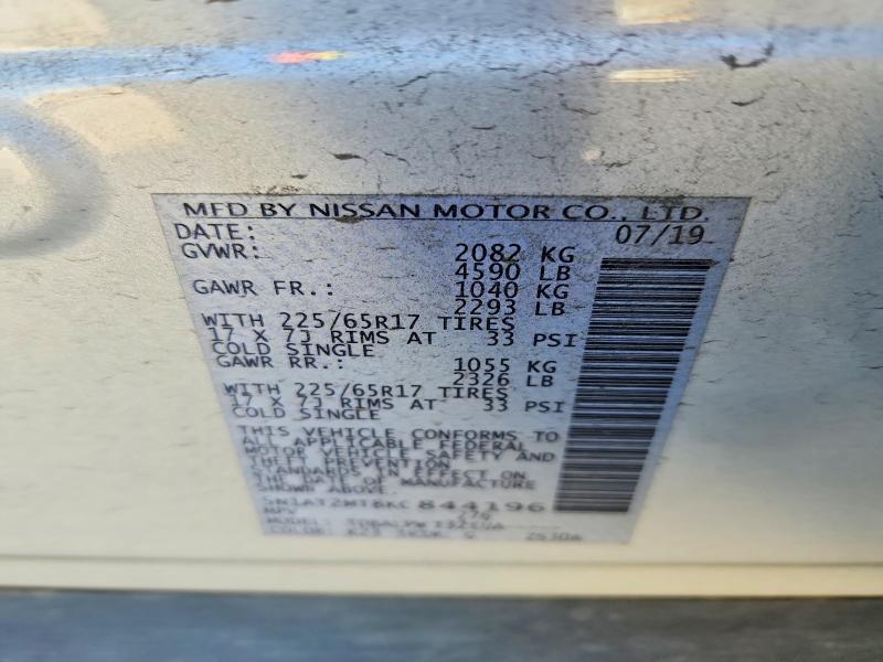 Aukcja sprzedaży 2019 Nissan Rogue, vin: 5N1AT2MT8KC844196, numer aukcji: 58649206