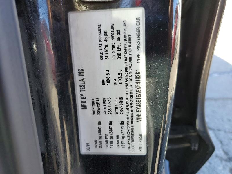 Продажа на аукционе авто 2019 Tesla Model 3, vin: 5YJ3E1EA9KF419281, номер лота: 55477166