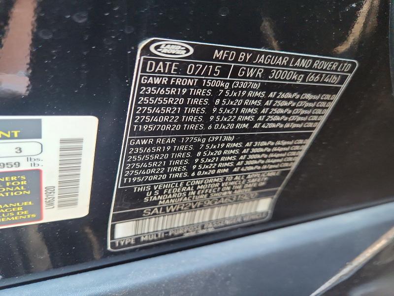 Продаж на аукціоні авто 2016 Land Rover Range Rover Sport, vin: SALWR2VF9GA631920, номер лоту: 56293636